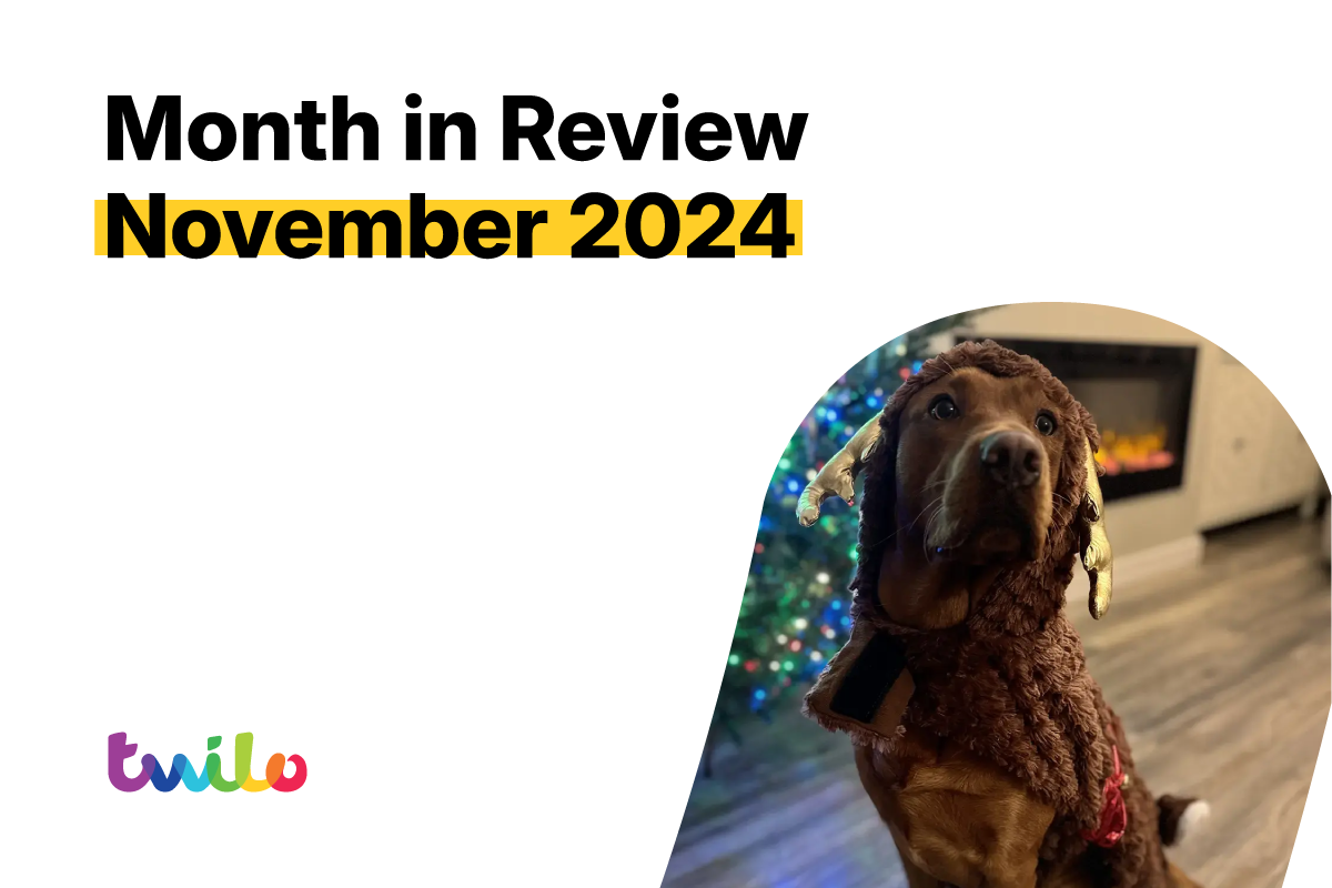 month in review November 2024 and a picture of Fred as a reindeer