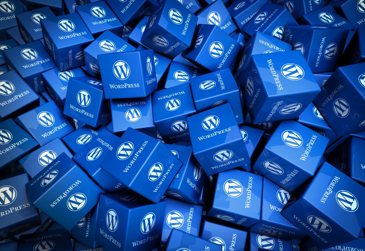 Blue boxes featuring the WordPress logo